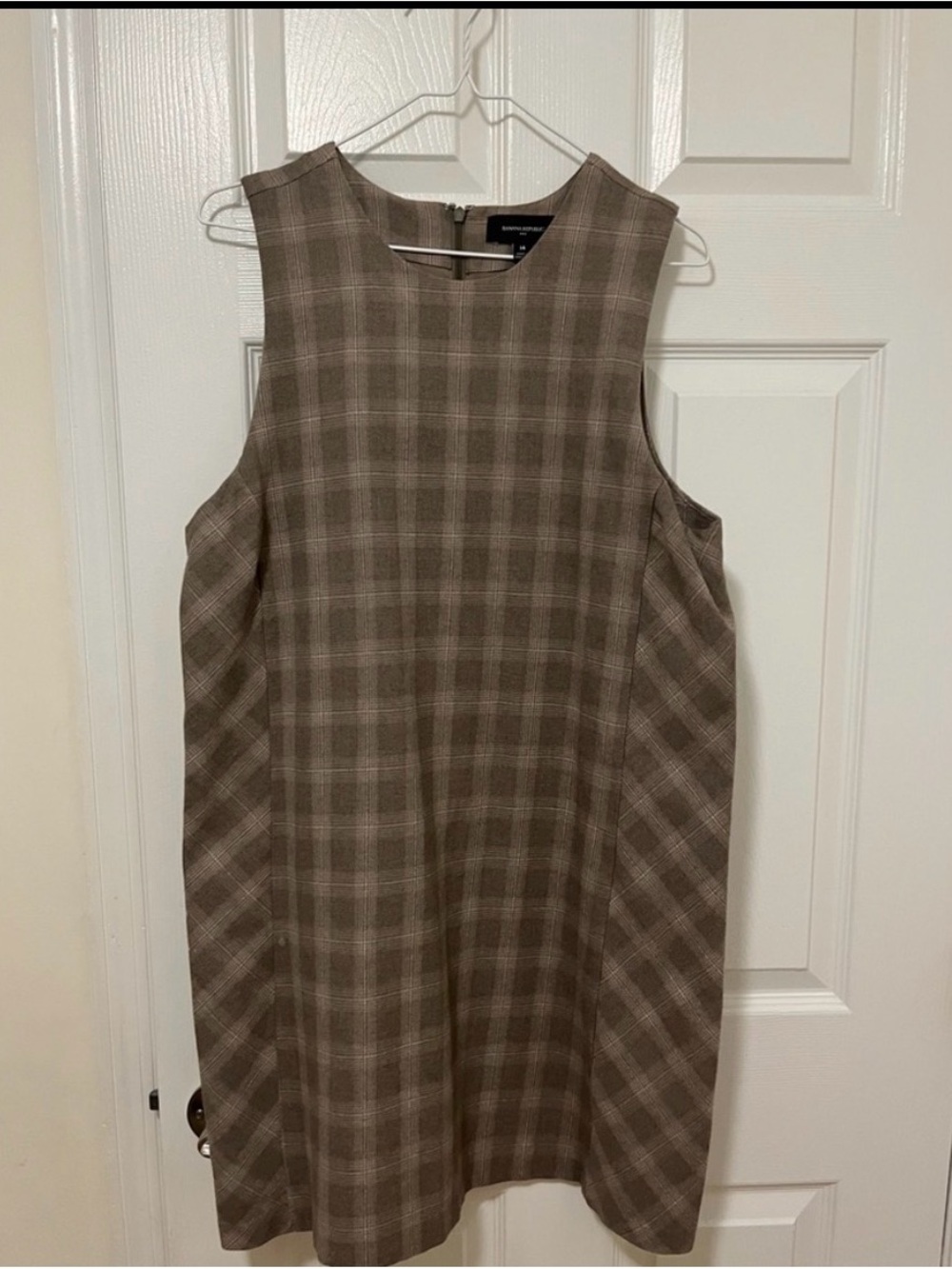 Banana Republic Taupe Plaid Sleeveless Mini Dress